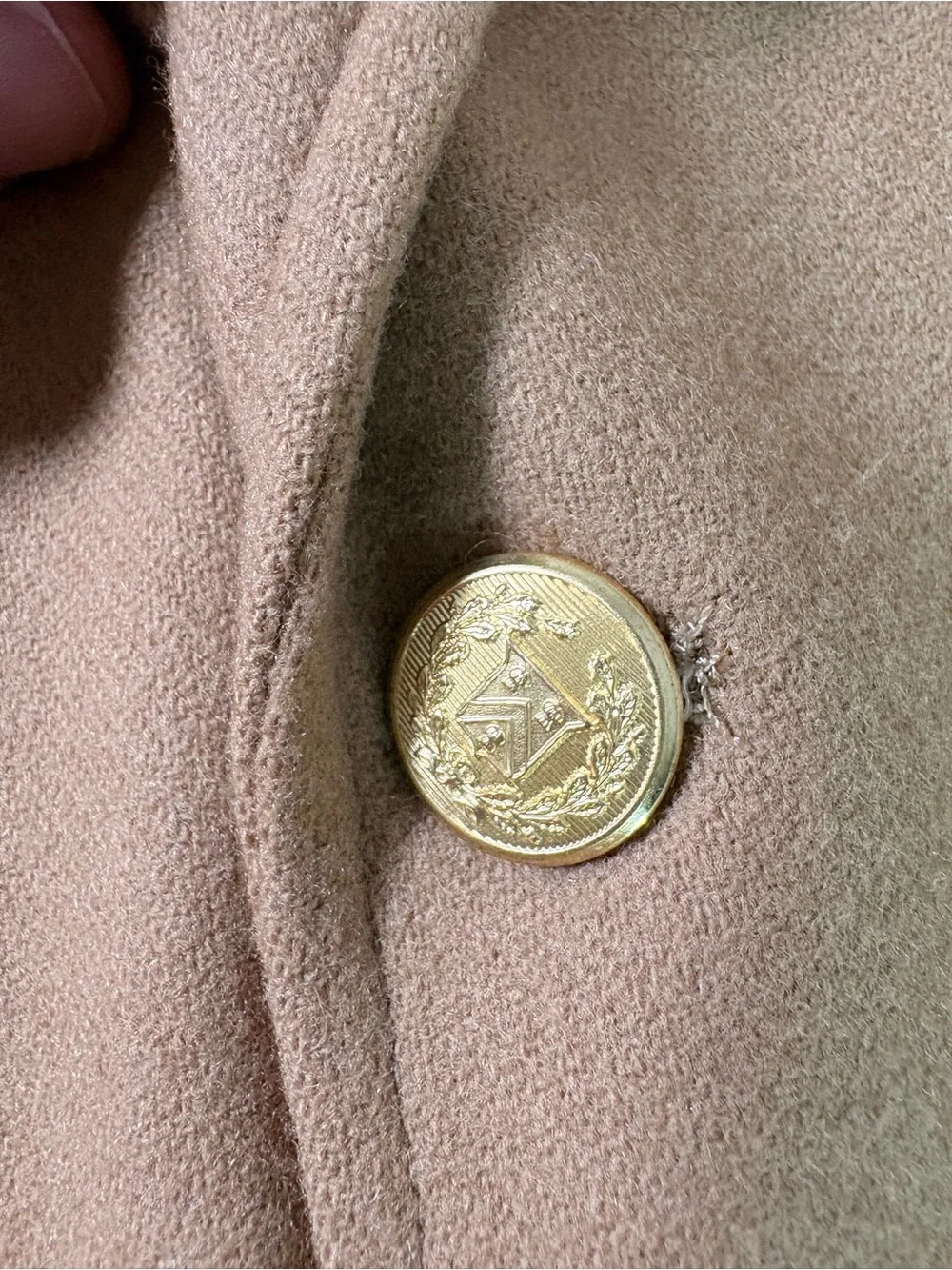 Classic Camel Wool Blazer with Gold Buttons